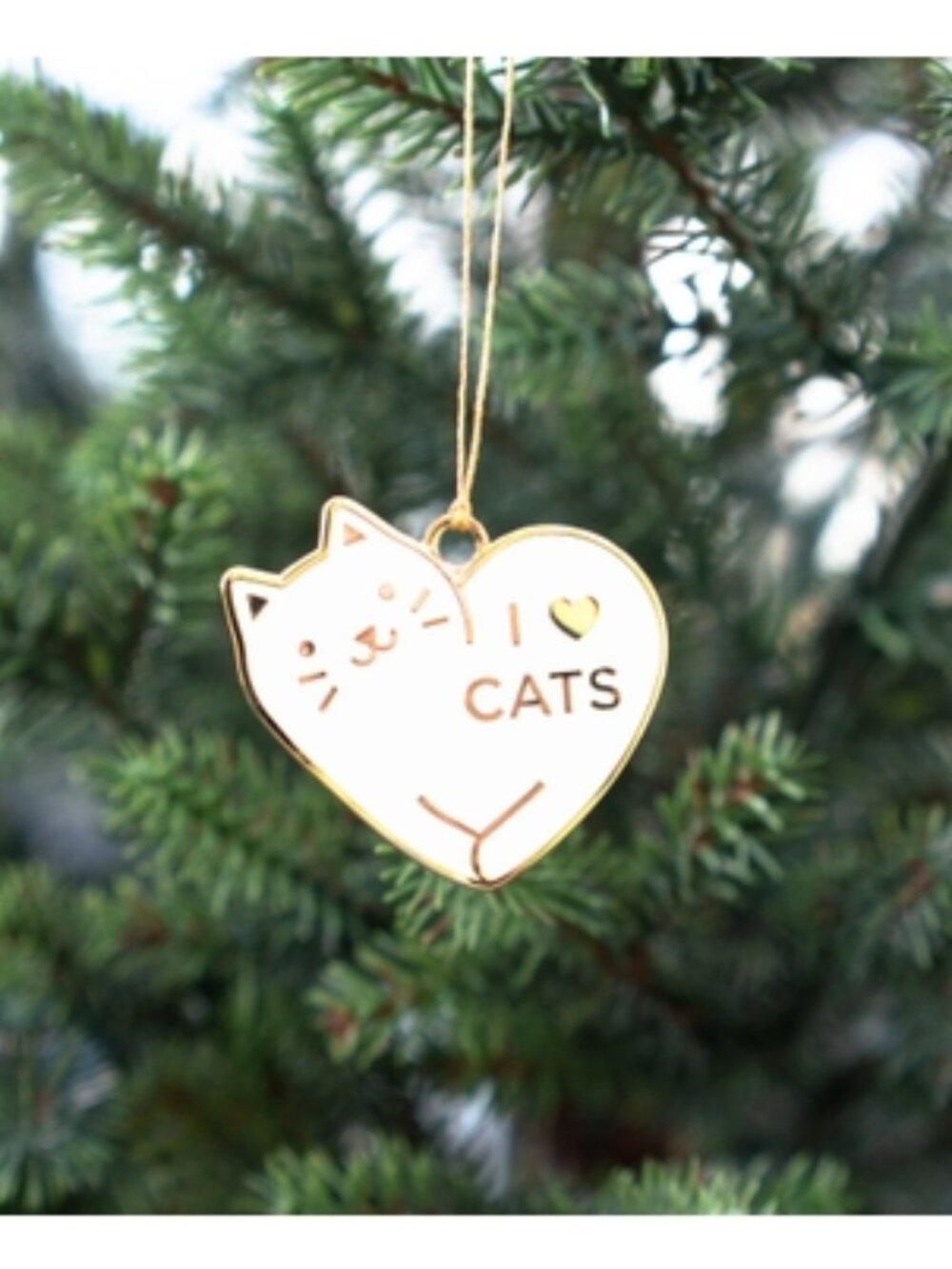 I heart cats white cat Ornament